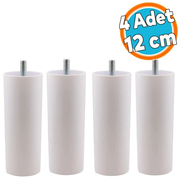 Mobilya Kanepe Sehpa TV Ünitesi Koltuk İnce Diş Orta Destek Ayağı 12 cm Beyaz Baza Ayak 4 Adet ürün görseli