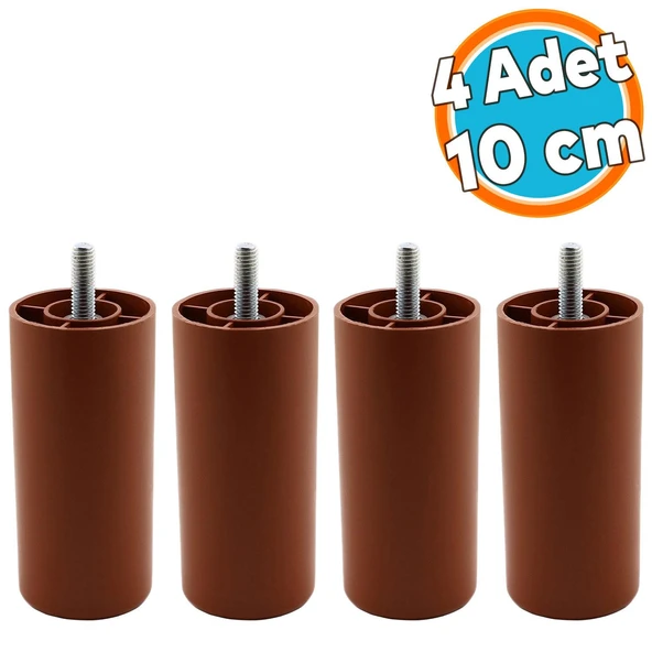 Mobilya Kanepe Sehpa TV Ünitesi Koltuk İnce Diş Orta Destek Ayağı 10 cm Kahve Baza Ayak 4 Adet ürün görseli