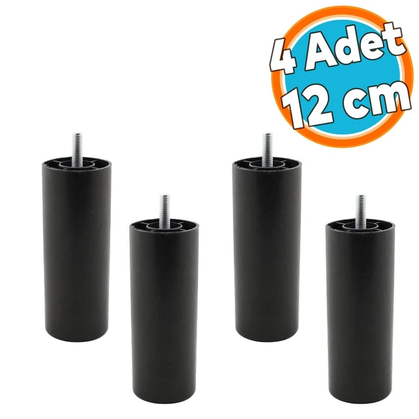 Mobilya Kanepe Sehpa TV Ünitesi Koltuk İnce Diş Orta Destek Ayağı 12 cm Siyah Baza Ayak 4 Adet ürün görseli