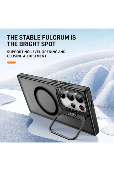 Samsung Galaxy S24 Plus Standlı Mat Magsafe Metal Renk Tuşlu Kamera Lens Hediyeli - 3