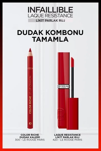 L'Oréal Paris Infaillible Laque Resistance Likit Parlak Ruj - 420 Rouge Paris - 9