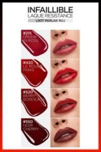 L'Oréal Paris Infaillible Laque Resistance Likit Parlak Ruj - 550 Noir Cherry - 8