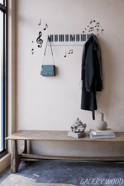 Galery Wood Müzik Ve Notalar Dekoratif Duvar Sticker, Sol Anahtarlı Müzik Notaları, Müzik Odası Dekorasyon(16Ad) - 3