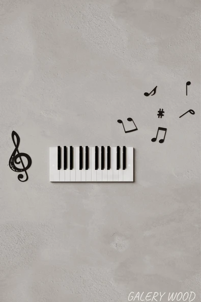 Galery Wood Müzik Ve Notalar Dekoratif Duvar Sticker, Sol Anahtarlı Müzik Notaları, Müzik Odası Dekorasyon(16Ad) - 5