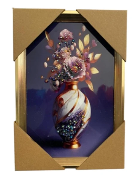 Duvar Tablo 22X32 Cm Vazoda Çiçekler Mor