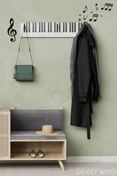 Galery Wood Müzik Ve Notalar Dekoratif Duvar Sticker, Sol Anahtarlı Müzik Notaları, Müzik Odası Dekorasyon(16Ad) - 2