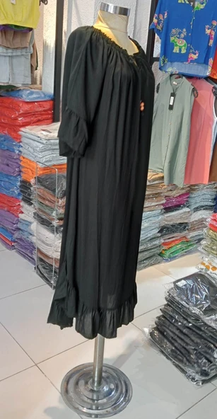 Kadın Yazlık Her bedene Uyumlu Madonna Yaka Senora Elbise - 6