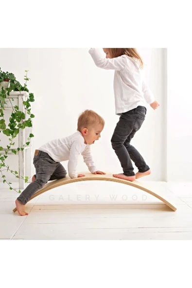 Galery Wood Denge Tahtası, Balance Board, Doğal Ahşap Çocuk Oyuncak, Spor Ekipmanı, Eğitici Oyuncak - 4