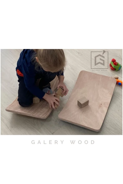 Galery Wood 0-3 Yaş Denge  Denge Tahtası, Montessori Balance Board, Doğal Ahşap Çocuk Oyuncak, Spor Ekipmanı, M - 4