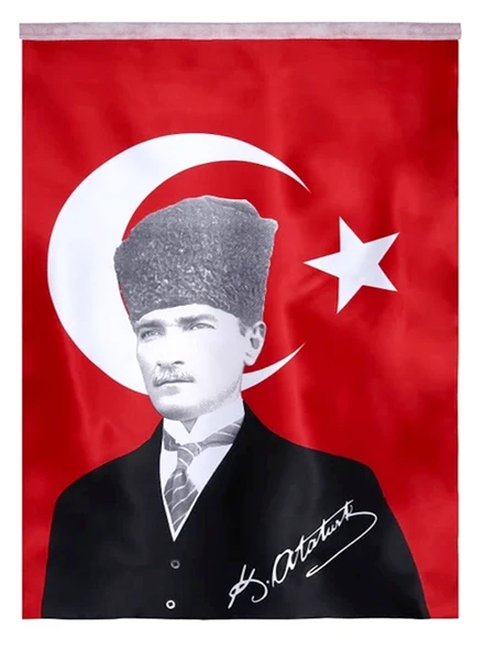 Atatürklü Bayrak 100X150 Atalı Türk Bayrağı