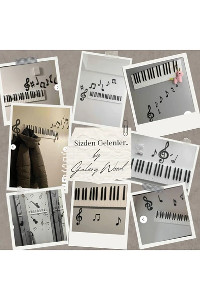 Galery Wood Müzik Ve Notalar Dekoratif Duvar Sticker, Sol Anahtarlı Müzik Notaları, Müzik Odası Dekorasyon(16Ad) - 6