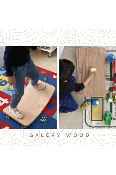 Galery Wood 0-3 Yaş Denge  Denge Tahtası, Montessori Balance Board, Doğal Ahşap Çocuk Oyuncak, Spor Ekipmanı, M - 2