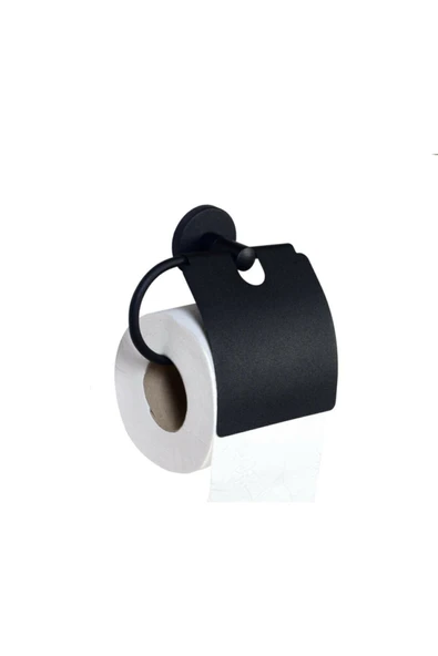 SAS Banyo Aksesuar Seti Yuvarlak Havluluk Kapaklı Tuvalet Kağıtlığı 2 Li Set SİYAH - 7