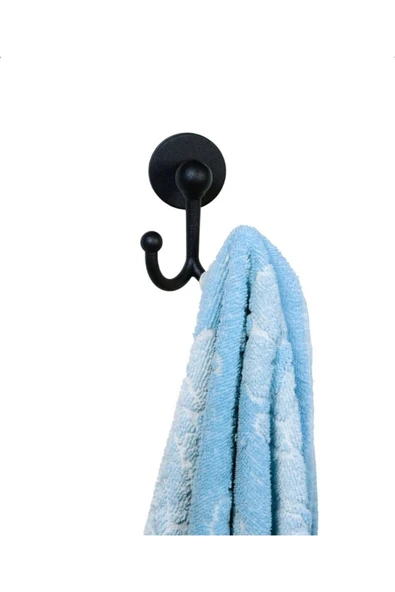 SAS Banyo Aksesuar Seti Yuvarlak Havluluk Kapaklı Tuvalet Kağıtlığı 3 Lü Set SİYAH - Resim 6