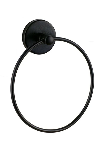 SAS Banyo Aksesuar Seti Yuvarlak Havluluk Kapaklı Tuvalet Kağıtlığı 3 Lü Set SİYAH - Resim 2