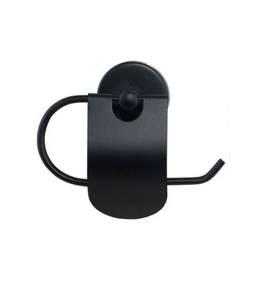 SAS Banyo Aksesuar Seti Yuvarlak Havluluk Kapaklı Tuvalet Kağıtlığı 3 Lü Set SİYAH - Resim 4