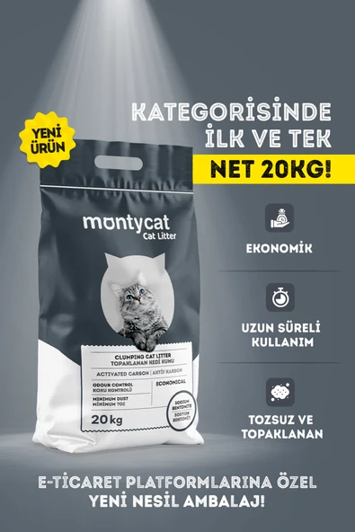 Net 20KG Kahverengi Bentonit, Ekonomik,Aktif Karbonlu, Topaklanan, Tozsuz, Koku Hapseden Kedi Kumu