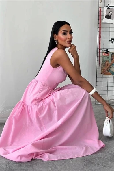 Tek Omuzlu Pile Detay Maxi Elbise 2895 - Resim 2