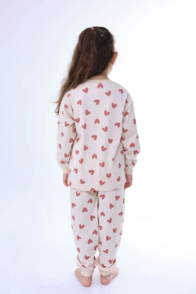 Minik Kalpler Desenli %100 Pamuk Kız Çocuk Pijama Takımı - Resim 4