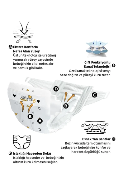 Paddlers Protection Bebek Bezi 6 Numara X-Large 32 Adet (15+Kg) Jumbo Paket - 2