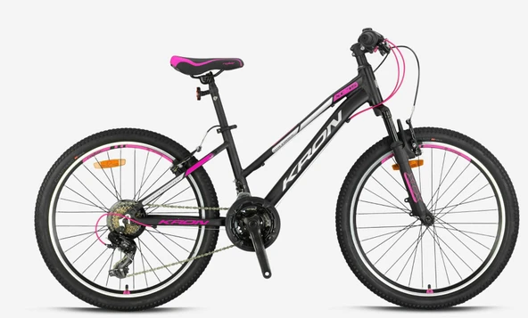 KRON XC 75 LADY 24 JANT 21 VİTES V FREN FULL SHIMANO SİSTEM MAT SİYAH-GRİ/PEMBE )KRN25-041)