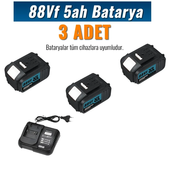 Prohummer PH252 Profesyonel Akülü Süper 5li Set Makina 88vf 5ah 125mm Avuç Taşlama, Sds Plus Kırıcı Delici Hilti, Somun Sıkma Sökme, Vidalama Matkap, Budama Testere - 8
