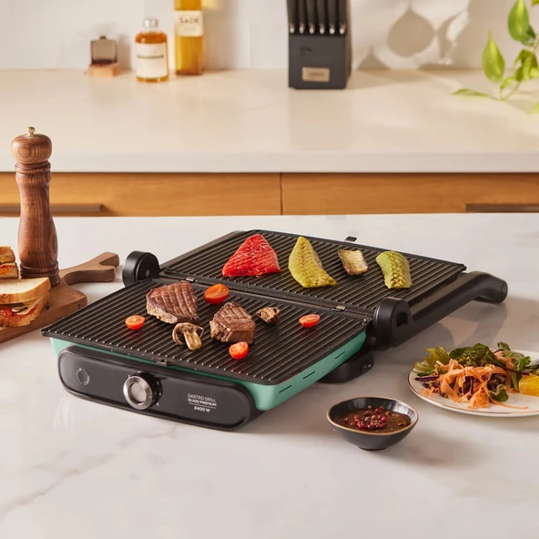 Karaca Gastro Grill Glass Premium 2400W Döküm Tost ve Izgara Makinesi Blue Mist 6 Dilim Kapasiteli - 4