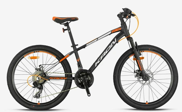 KRON XC 75 24 JANT 21 VİTES MEKANİK DİSK FREN FULL SHIMANO-MAT SİYAH/GRİ-NEON TURUNCU (KRN25-044) - Resim 2