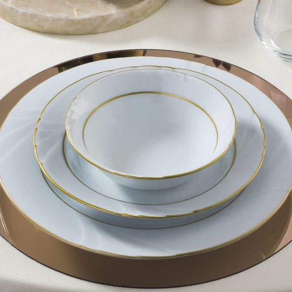 GÜRAL PORSELEN Soprano 26 Parça 6 Kişilik Yemek Takımı Altın Yaldız 23 - Resim 4