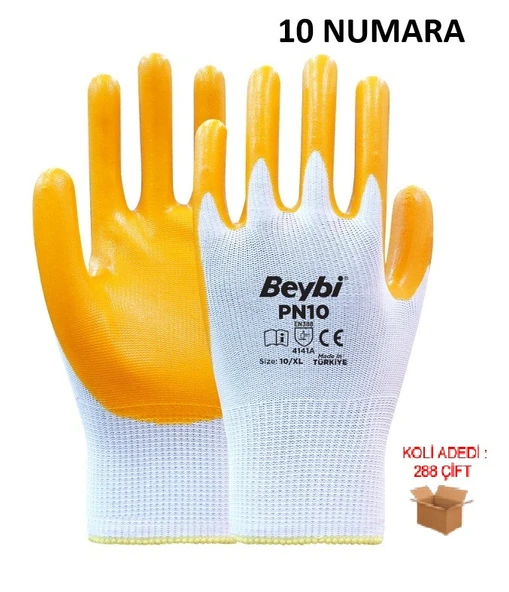 Beybi PN10 Polyester Örme Nitril Eldiven - 288 Çift - 3