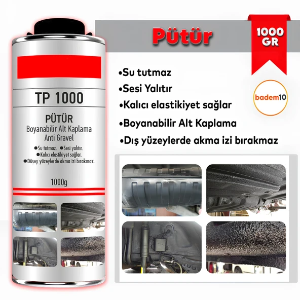 Pütür 1000 Gr 1 Kg Araç Araba Çamurluk Taş Darbe Koruma Su Tutmaz Ses Yalıtımlı Boyanabilir Kaplama