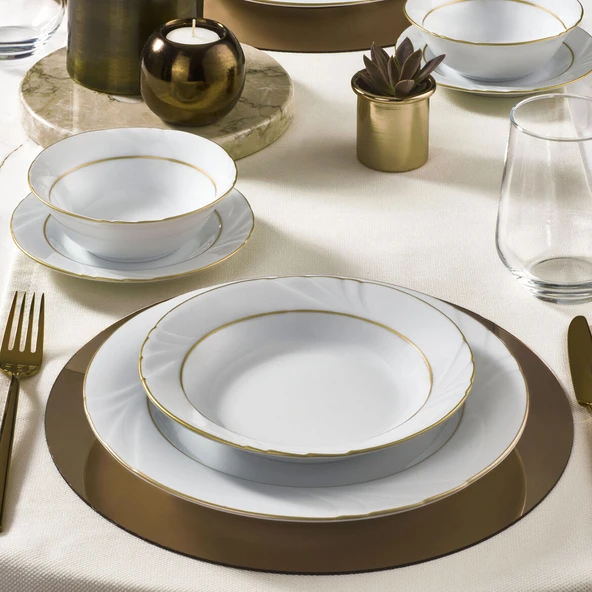 GÜRAL PORSELEN Soprano 26 Parça 6 Kişilik Yemek Takımı Altın Yaldız 23 ürün görseli 1