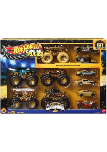 Hot Wheels Monster Trucks Bigfoot Trophy Şampiyonları JDW07 Lisanslı Ürün
