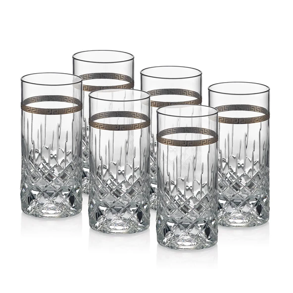 GÜRAL PORSELEN Barok 6 Parça Su Bardağı Platin ürün görseli 1