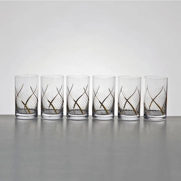 GÜRAL PORSELEN Romans 6 Parça Limonata Bardağı Altın ürün görseli 1