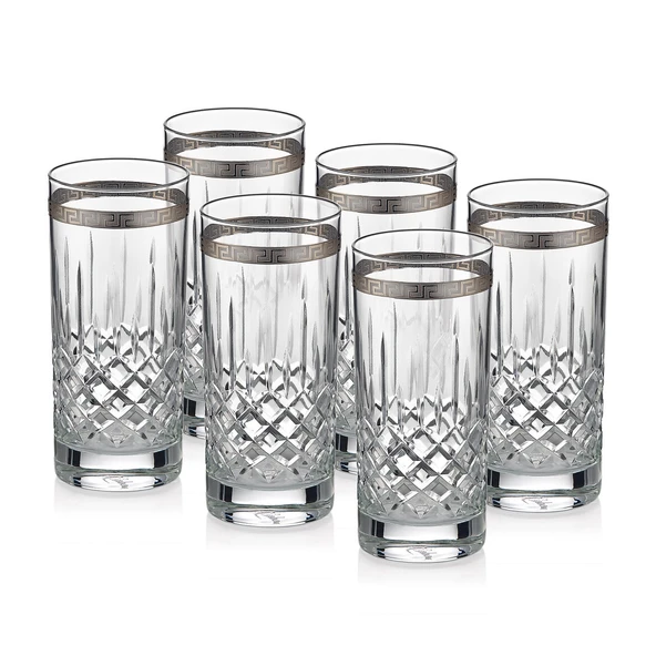 GÜRAL PORSELEN Barok 6 Parça Limonata Bardağı Platin ürün görseli 1