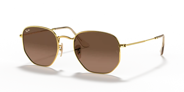 Ray-Ban Hexagonal 3548N 9124/43 Arista Gold-Brown Güneş Gözlüğü