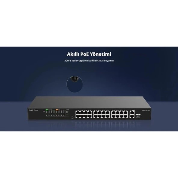 RUIJIE 8port RG-ES110F-P 10/100 2-UPLINK 110W YÖNETİLEMEZ POE SWITCH - Resim 5