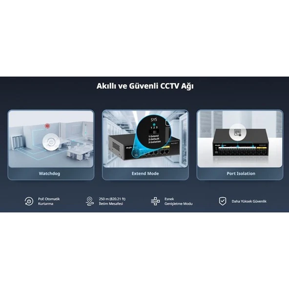 RUIJIE 8port RG-ES110F-P 10/100 2-UPLINK 110W YÖNETİLEMEZ POE SWITCH - Resim 4