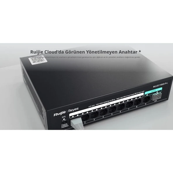 RUIJIE REYEE 8port RG-ES110GS-P-L GIGABIT 1-UPLINK 1-SFP 120W YÖNTİLEMEZ POE SWITCH - 3