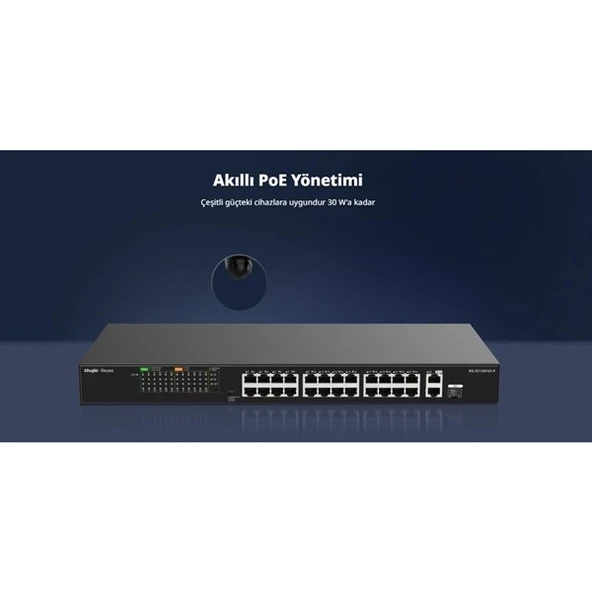 RUIJIE REYEE 8port RG-ES110GS-P-L GIGABIT 1-UPLINK 1-SFP 120W YÖNTİLEMEZ POE SWITCH - 5