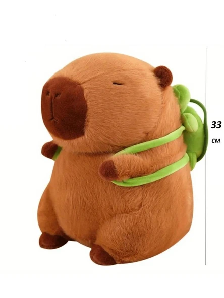Sevimli Kapibara Sırt Çantalı İthal Oyuncak Peluş 33 CM - 3