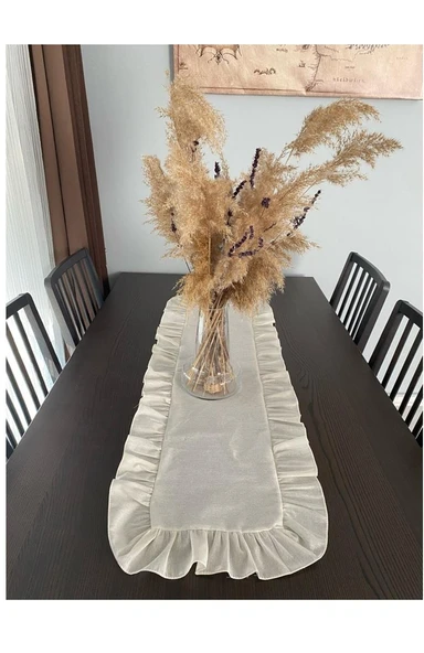 Natural Krem Fırfırlı Runner 40*120 cm
