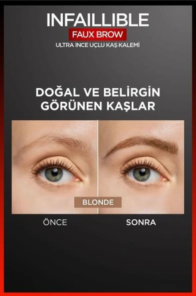 L'Oréal Paris Infaillible Faux Brow Ultra İnce Uçlu Kaş Kalemi - Blonde - 2