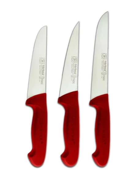 Sürbisa Kasap Seti (3'lü Pimsiz Kırmızı) 61110-111-130 - Resim 4