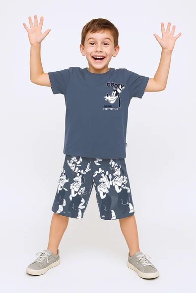 ERKEK ÇOCUK ŞORTLU TAKIM SIRT BASKILI BİSİKLET YAKA F14 - 5