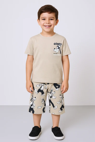 ERKEK ÇOCUK ŞORTLU TAKIM SIRT BASKILI BİSİKLET YAKA F14