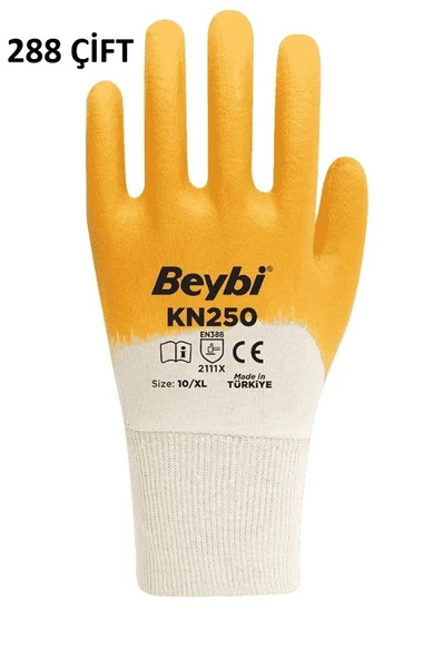Beybi Kn250 Pamuk Nitril Eldiven Sarı No:10 288 Adet - 3