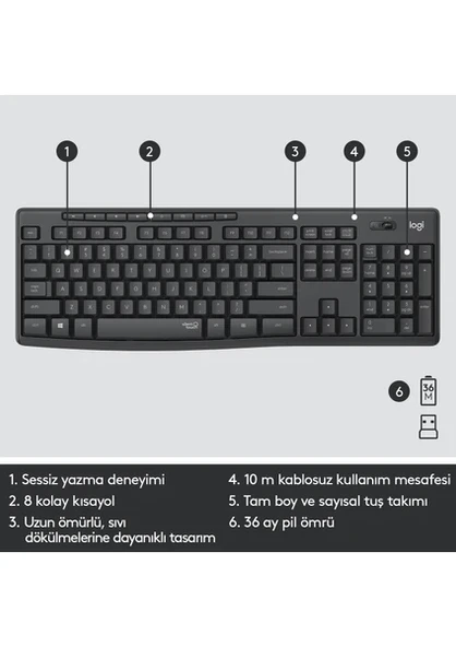 Logitech MK295 Sessiz Kablosuz Klavye Mouse Seti - 2