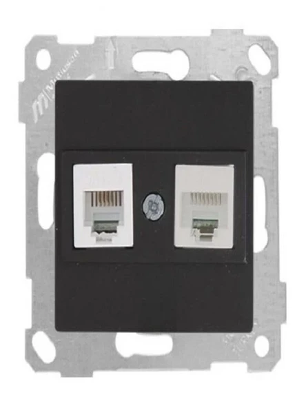 MUTLUSAN RİTA SIVA ALTI TELEFON(RJ12)+DATA PRİZİ(CAT5)SİYAH